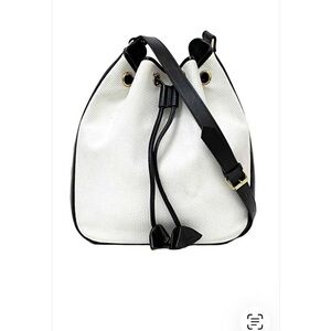 Vintage YSL Classic White and Blue Drawstring Bucket Bag